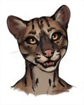 2023 4:5 anthro black_sclera felid feline female leopardus lostgoose mammal ocelot orange_eyes portrait simple_background solo