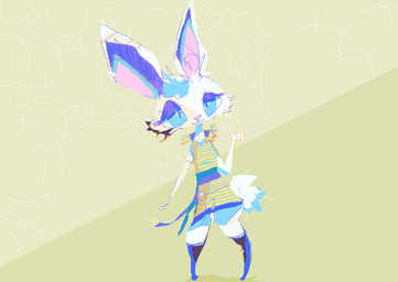 anthro blue_eyes clothed clothed_female clothing dress female fur pink_nose smile solo white_body white_fur yellow_clothing yellow_dress naircat lagomorph leporid mammal rabbit 2017 digital_media_(artwork) full-length_portrait microsoft_paint_(artwork) portrait
