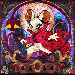 anthro biped bottomless bottomless_anthro bottomless_female castle clothed clothing coat featureless_crotch female flail fur holding_flail melee_weapon pink_nose red_clothing red_coat red_topwear solo stained_glass standing topwear weapon white_body white_fur alixey mina_the_hollower yacht_club_games mina_(mina_the_hollower) mammal mouse murid murine rodent 1:1 2026 absurd_res digital_media_(artwork) hi_res huge_filesize