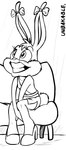 absurd_res anthro babs_bunny bow_(feature) bow_accessory clothing dress ear_bow eyelashes female footwear hi_res high_heels lagomorph leporid line_art mammal monochrome rabbit shoes sitting smile solo tiny_toon_adventures unbakable warner_brothers