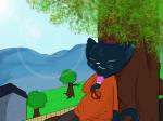 building clothed clothing day dessert eyes_closed female food grass highlights_(coloring) house ice_cream lens_flare outside plant sitting solo sun tree whiskers haika night_in_the_woods mae_borowski domestic_cat felid feline felis mammal 2017 4:3 hi_res