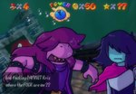 anthro bubble clothed clothing female group hair hair_over_eyes humor long_hair male parody profanity purple_body purple_hair screencap screencap_background sharp_teeth teeth text text_box trio underwater water mcartiie deltarune kris_where_are_we mario_bros nintendo undertale_(series) kris_(deltarune) susie_(deltarune) unagi_(mario) dinosaur eel fish human mammal marine prehistoric_species reptile scalie 2021 english_text meme