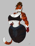 anthro big_breasts big_butt breasts butt clothing collar countershading female leggings legwear looking_at_viewer muscular muscular_female solo panthra78 hth_studios jasmine_st_joy_(hth) felid hybrid mammal pantherine tiger absurd_res hi_res