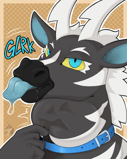 bodily_fluids collar dripping looking_at_viewer neck_bulge oral_vore prey_imprint saliva saliva_drip saliva_on_tongue tongue tongue_out vore arkailart nintendo pokemon equid equine generation_5_pokemon mammal pokemon_(species) zebra zebstrika 4:5 absurd_res bust_portrait hi_res portrait