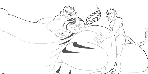 anal anal_penetration anthro balls big_balls big_penis butt cybernetics duo genitals hair huge_balls huge_penis hyper hyper_balls hyper_genitalia hyper_penis machine male moobs morbidly_obese morbidly_obese_anthro nipples nude obese obese_anthro overweight overweight_anthro penetration penis wolfgerlion64 wolfger cyborg haplorhine hybrid mammal monkey primate absurd_res hi_res monochrome