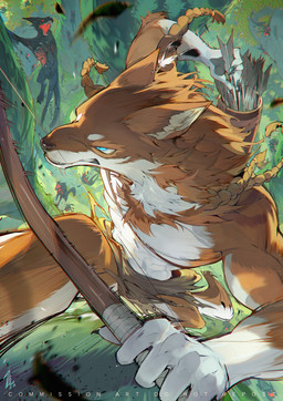5_fingers action_pose ambiguous_gender anthro arrow_(weapon) arrowed athletic athletic_anthro athletic_male biped black_body black_claws blue_eyes bottomwear bow_(weapon) braided_hair brown_bottomwear brown_clothing brown_hair brown_loincloth chasing claws clenched_teeth clothed clothing countershade_arms countershade_face countershade_fur countershade_legs countershade_neck countershade_tail countershade_torso countershading day digitigrade eyebrows fangs feather_accessory feathers feral finger_claws fingerpads fingers forest forest_background front_view fur grey_claws grey_pawpads group gums hair holding_arrow holding_bow_(weapon) holding_object holding_ranged_weapon holding_weapon large_group loincloth loincloth_only looking_at_another male motion_lines mouth_closed multicolored_body multicolored_fur nature nature_background open_mouth orange_body orange_fur outside pawpads plant pose pupils quadruped quiver_(object) ranged_weapon red_eyes red_mouth simple_eyes slit_pupils solo_focus tail teeth text topless tree two_tone_body two_tone_fur weapon white_body white_countershading white_eyebrows white_fur white_sclera chiayeeee miles_(miles-wolf) canid canine canis mammal monster wolf 2024 absurd_res chromatic_aberration digital_drawing_(artwork) digital_media_(artwork) english_text hi_res portrait signature three-quarter_portrait