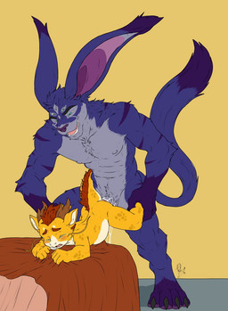 adult_on_young age_difference anthro bed bodily_fluids claws cum cum_drip cum_in_ass cum_inflation cum_inside dripping duo forced fur furniture genital_fluids green_eyes hair horn inflation leg_pull long_ears long_tail male male/male male_penetrated male_penetrating male_penetrating_anthro male_penetrating_male multi_eye nipples pecs penetration purple_body purple_fur rape red_hair scarf sex size_difference striped_body stripes tail tears teeth whiskers yellow_scarf young hunterramirez mythology keon_(neos8) chimera dragon mythological_creature mythological_scalie scalie hi_res