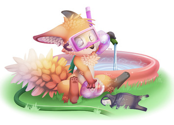 animal_genitalia animal_penis anthro biped black_nose bodily_fluids canine_genitalia canine_penis chest_tuft clothing cum cumshot digitigrade diving_mask ejaculation erection fur garden_hose genital_fluids genitals gloves_(marking) grass holding_object hose improvised_sex_toy inflatable inflatable_armbands inner_ear_fluff kiddie_pool leg_markings male markings mask masturbation nude one-piece_swimsuit orange_body orange_fur orgasm outside pawpads paws penile penile_masturbation penis pink_penis pink_tongue plant pool_float precum sex_toy shota simple_background sitting snorkel socks_(marking) solo swimming_pool swimwear tongue tongue_out toying_self tuft water white_background young young_anthro b-ern frizzy_(ern) canid canine fox mammal