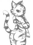 anthro butt female fur looking_at_viewer nude simple_background solo stripes the_martial_of_fire towel wet white_body white_fur tc-nsfw tippycat legend_of_a_rabbit penny_(legend_of_a_rabbit) felid lon mammal pantherine tiger 3:4 absurd_res hi_res monochrome