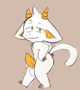 anthro genitals male penis solo tail unknown_artist kittkatpaw_(character) bovid caprine domestic_cat felid feline felis goat haplorhine mammal monkey primate