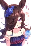 accessory brown_hair clothed clothing cutlery dessert female food hair hair_accessory hair_over_eye hairband heart_symbol kitchen_utensils looking_at_viewer one_eye_obstructed purple_eyes shaved_ice solo spoon tongue tongue_out tools tomo_(tmtm_mf_mf) cygames uma_musume_pretty_derby rice_shower_(pretty_derby) animal_humanoid equid equid_humanoid equine equine_humanoid horse_humanoid humanoid mammal mammal_humanoid 2021 hi_res