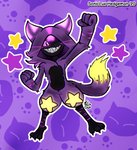 avian_feet big_teeth bird_legs clothing glowing glowing_eyes glowing_markings happy hoodie impsona male markings one_eye_closed outline purple_background raised_arm simple_background solo textured_background topwear wink sonicluxhedgeman soniclux impim absurd_res hi_res signature watermark