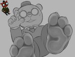 3_toes 4_fingers anthro bodily_fluids claws clothing eyewear feet fingers foot_fetish foot_focus gentle_giant glasses macro male pawpads paws soles solo sweat sweatdrop toe_claws toes smashcuenta123 night_in_the_woods angus_delaney bear mammal 4:3 hi_res