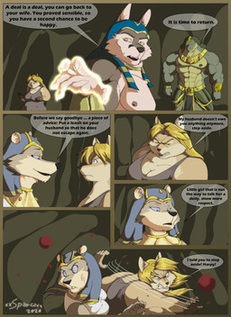 abs anthro attack big_breasts big_muscles blood bodily_fluids bottomwear breasts brown_body brown_fur cave clothing dialogue eyes_closed female fur green_body green_scales group headdress huge_muscles male multicolored_body multicolored_fur multicolored_scales muscular muscular_anthro open_mouth overweight overweight_anthro overweight_female pecs scales scratch scratch_mark scratching speech_bubble tan_body tan_fur teeth text two_tone_body two_tone_fur two_tone_scales white_body white_fur wounded xxsparcoxx egyptian_mythology middle_eastern_mythology mythology helena_(xxsparcoxx) sekhmet sekhmet_(xxsparcoxx) sobek sobek_(xxsparcoxx) wepwawet wepwawet_(xxsparcoxx) canid canine canis crocodile crocodilian deity felid fox lion mammal pantherine reptile scalie wolf 2020 comic digital_media_(artwork) english_text hi_res