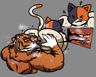 anal anthro anus bent_over bite biting_lip biting_own_lip bodily_fluids butt deep_rimming duo fur internal internal_anal internal_rimming male male/male multicolored_body multicolored_fur musk oral rimming self_bite sex spread_butt spreading sweat tail completedlemon epic_games fortnite meowscles oscar_(fortnite) calico_cat domestic_cat felid feline felis mammal pantherine tiger hi_res