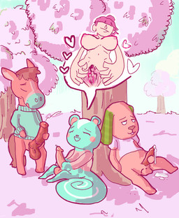 animal_genitalia animal_penis balls big_breasts bodily_fluids breasts canine_genitalia canine_penis casual_masturbation cherry_blossom cherry_blossom_tree cherry_tree cum ejaculation equine_genitalia equine_penis erection fantasizing female flower fruit_tree genital_fluids genitals group group_masturbation humanoid_genitalia humanoid_penis inviting male masturbation penile penile_masturbation penis plant prunus_(flower) public_masturbation spread_vulva spreading tree trio vulva yearofthesnitch animal_crossing nintendo biskit_(animal_crossing) elmer_(animal_crossing) filbert_(animal_crossing) villager_(animal_crossing) canid canine canis domestic_dog equid equine horse human mammal rodent sciurid tree_squirrel hi_res