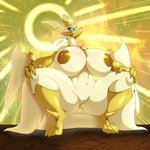 anthro areola big_breasts blush body_blush breast_blush breasts crouching eyelashes female genitals gold_areola gold_nipples huge_breasts navel nipple_dip nipples pussy solo spread_legs spreading conditional_dnp suirano nintendo pokemon deity generation_7_pokemon legendary_pokemon necrozma pokemon_(species) ultra_necrozma 1:1 digital_media_(artwork) hi_res