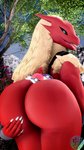 anthro big_butt butt female holding_butt looking_back master_ball outside plant pokeball solo tongue tongue_out tree garbear nintendo pokemon blaziken generation_3_pokemon pokemon_(species) 3d_(artwork) 9:16 digital_media_(artwork) hi_res source_filmmaker_(artwork)