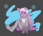 anthro anus biped female fur genitals gradient_hair grey_body grey_fur hair heart_(marking) heart_symbol loli long_hair markings nude purple_eyes pussy reclining simple_background solo young young_anthro domzywomzy sofi_(domzywomzy) hare lagomorph leporid mammal rabbit 6:5