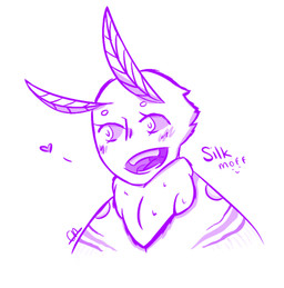 ambiguous_gender antennae_(anatomy) anthro cloak clothing fluffy heart_symbol open_mouth purple_line_art simple_background smile solo white_background moths_on_string silk_(moths_on_string) arthropod insect lepidopteran moth colored_line_art digital_drawing_(artwork) digital_media_(artwork) half-length_portrait line_art monochrome portrait purple_and_white shaded signature simple_shading