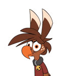 anthro beak bell bell_collar biped brown_body brown_feathers clothed clothing collar feather_hair feathers freckles male orange_eyes pseudo_hair shirt simple_background smile solo topwear white_background piemations pretzel_(piemations) avian bird 1:1 2019 2d_animation animated digital_media_(artwork) loop no_sound short_playtime webm