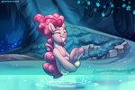 cannonball_dive cavern eyes_closed female feral hair mirror_pool pink_body pink_hair pond smile solo water jedayskayvoker friendship_is_magic hasbro my_little_pony pinkie_pie_(mlp) earth_pony equid equine horse mammal pony 3:2 hi_res