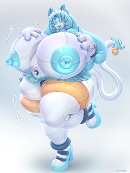 balloon breast_growth breasts female glistening growth inflatable latex pool_toy pooltoy_transformation seam_(sewing) transformation elysianelly animate_inanimate living_inflatable hi_res