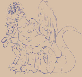 blush braided_hair carrying_another claws cloak clothed clothed_female clothing duo feathered_wings feathers female female/female hair happy hug larger_taur lifting_another long_tail paws short_hair silly silly_face simple_background sitting size_difference smaller_human tail tan_background tapering_tail wing_claws wings muppeys delicious_in_dungeon mythology falin_touden marcille_donato dragon dragon_taur elf feathered_dragon feathered_dragon_taur feathered_scalie human mammal mythological_creature mythological_scalie scalie taur 2024 sketch