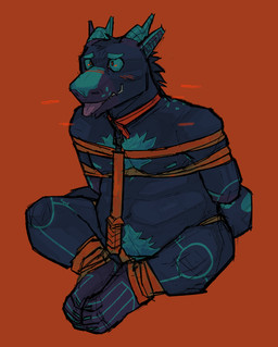 anthro bdsm bondage bound collar leash nude petplay puppyplay roleplay simple_background solo tongue tongue_out openfracturesday mythology dragon mythological_creature mythological_scalie scalie absurd_res digital_media_(artwork) hi_res nonbinary_(lore)