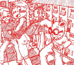 anthro butt cud female group male smile young redhand arthur_(series) arthur_read fern_walters francine_frensky muffy_crosswire sue_ellen_armstrong aardvark canid canine canis domestic_cat domestic_dog felid feline felis haplorhine mammal monkey primate