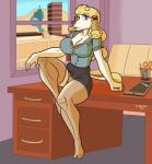 anthro business clothed clothing detailed_background female fully_clothed legwear panties simple_background solo stockings suit underwear upskirt korak_sinatra bianca_(chemicalinfantry) canid canine canis domestic_dog mammal poodle absurd_res hi_res