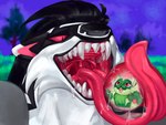 big_tongue duo feral fur in_pokeball macro male open_mouth pokeball pokeball_vore smile teeth throat tongue tongue_out uvula vore chump1_tnl nintendo pokemon floragato generation_8_pokemon generation_9_pokemon obstagoon pokemon_(species) 2023 hi_res