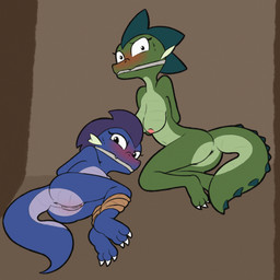 3_toes anthro anus arms_tied_behind_back bdsm big_breasts black_eyes blue_body blue_scales blush bondage bound breasts claws clitoris cloth_gag cute_fangs duo fangs feet female forced gag gagged genitals green_body green_hair green_scales hair hands_behind_back legs_tied looking_at_viewer nervous nipples nude pink_nipples pink_vulva purple_hair restraints rope rope_bondage scales scared teeth toe_claws toes vulva white_claws mr._fox_(artist) mrdegradation european_mythology mythology emerald_(ultilix) ruby_(ultilix) dragon mythological_creature mythological_scalie scalie western_dragon 1:1 2026 hi_res sibling_(lore) sister_(lore) sisters_(lore)