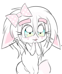 :3 accessory anthro blep blood bodily_fluids chibi female freckles hair_accessory hair_ribbon nosebleed ribbons solo tongue tongue_out manglegirllol mae_(manglegirllol) canid canine fennec_fox fox mammal true_fox 5:6 hi_res