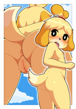 anthro anus blush butt embarrassed female genitals looking_at_viewer nipples nude solo standing tail vulva gi0 animal_crossing nintendo isabelle_(animal_crossing) canid canine canis domestic_dog mammal 2026 absurd_res hi_res