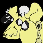 anthro anus breasts gynomorph hair hand_on_breast intersex machine scales solo stare tied_hair white_hair yellow_body yellow_scales gallahan_osam dustin_chakraborty protogen 1:1 alpha_channel hi_res