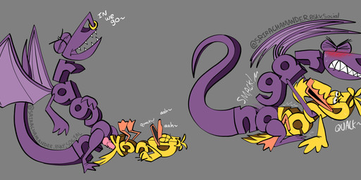 anal anal_penetration anthro blush dialogue duo facial_piercing holding_beak humping male male/male male_penetrated nose_piercing nose_ring pelvic_thrust penetration piercing purple_body quack ring_piercing sex unusual_anatomy wings yellow_body srirachamander mythology duck_(wordworld) anatid anseriform avian bird dragon duck mythological_creature mythological_scalie scalie absurd_res hi_res