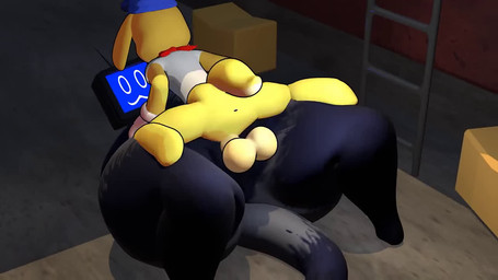 4_fingers abdominal_bulge andromorph andromorph/male andromorph_penetrated anthro anus balls balls_deep belly big_balls big_butt big_penis big_tail black_eyes black_nose blep blue_anus blue_body blue_clothing blue_hat blue_headwear blue_skin blue_tail blue_vulva bottomless bottomless_anthro bottomless_male bouncing_balls breasts butt clothed clothing curvy_figure duo electronics erection fingers floppy_ears for_a_head from_front_position fur genitals gloves grey_body grey_skin grey_tail hair handwear hat headgear headwear huge_balls huge_butt huge_hips huge_penis huge_tail huge_thighs humanoid_genitalia humanoid_penis hyper hyper_thighs intersex intersex/male intersex_penetrated inverted_nipples kerchief ladder larger_andromorph larger_intersex larger_penetrated larger_sub lying machine male male_penetrating male_penetrating_andromorph male_penetrating_intersex missionary_position mostly_nude mostly_nude_male multicolored_body multicolored_skin multiple_angles navel nipples nude nude_female on_back penetration penile penile_penetration penis penis_in_vagina pink_tongue red_kerchief screen screen_face sex shirt simple_background simple_face size_difference small_breasts smaller_male submissive tail tan_balls tan_body tan_hair tan_penis tan_skin tapering_tail television thick_thighs tongue tongue_out topwear two_tone_body two_tone_skin two_tone_tail vaginal vaginal_penetration vulva white_clothing white_sclera white_shirt white_topwear wide_hips yellow_anus yellow_body yellow_skin fanfurry beep_(bacility) doggo_(fanfurry) lappy_(astral_chain) android canid canine canis domestic_dog mammal object_head robot screen_head tv_head 16:9 2025 3d_(artwork) 3d_animation animated blender_(artwork) colored digital_media_(artwork) no_sound short_playtime video widescreen andromorph_(lore)