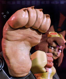 4_toes anthro claws detailed_feet duo feet female foot_focus toe_claws toes wrinkled_feet wrinkles iglooder gameoverse glitch_productions kit_bodega domestic_cat felid feline felis mammal absurd_res blender_(artwork) digital_media_(artwork) hi_res