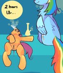 age_difference bodily_fluids bong drugs duo female feral genital_fluids genitals looking_at_another marijuana pussy smile smoking smoking_bong vaginal_fluids wings young young_feral eddotheweirdo friendship_is_magic hasbro my_little_pony mythology rainbow_dash_(mlp) scootaloo_(mlp) equid equine mammal mythological_creature mythological_equine pegasus hi_res