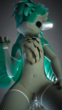 anthro armwear bodily_fluids clothing collar cum feathers fishnet_armwear fishnet_clothing fishnet_legwear genital_fluids genitals leaking_cum legwear naii navel nude pose posing_for_picture sassy simple_background vulva locoroo avali avian 3d_(artwork) absurd_res blender_(artwork) digital_media_(artwork) hi_res