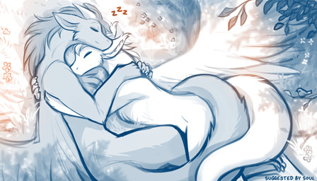 alternate_species ambiguous_feral ambiguous_gender chest_tuft claws cuddling dragonification duo eyes_closed feathered_wings feathers female feral feralized finger_claws fingers fur horn lying lying_on_ground male on_ground on_side outside sleeping smile tail toe_claws tuft wings conditional_dnp tom_fischbach mythology twokinds keith_keiser natani dragon furred_dragon furred_scalie mythological_creature mythological_scalie scalie 2025 7:4 digital_media_(artwork) hi_res monochrome sketch spot_color trans_(lore) trans_man_(lore)