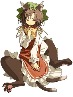 2_tails 4_toes 5_fingers brown_hair clothed clothing covering covering_crotch dress feet female finger_fetish finger_lick finger_play fingers hair humanoid_hands licking maid_uniform multi_tail pawpads short_hair sitting solo spread_legs spreading tail toes tongue uniform mozupoko touhou chen_(touhou) animal_humanoid felid felid_humanoid humanoid mammal mammal_humanoid 3:4 hi_res