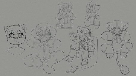 anthro balls bdsm bitchsuit bondage_gear circumcised clothing cutout diaper genitals humanoid_genitalia humanoid_penis male muffled_moaning nipple_cutouts onesie pacifier penis simple_background solo white_background young young_anthro young_male skidoo canid canine canis domestic_cat domestic_dog felid feline felis fennec_fox fox lion mammal pantherine true_fox 16:9 bust_portrait hi_res monochrome portrait sketch_page widescreen