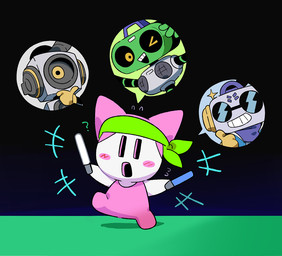1_eye ambiguous_gender blush blush_stickers cheering dancing glowstick gradient_background group kerchief machine male simple_background square_(anatomy) square_head nelnal deltarune undertale_(series) cap'n_(deltarune) k_k_(deltarune) sweet_(deltarune) darkner humanoid plugboy robot robot_humanoid 2021 digital_media_(artwork)