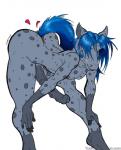 animal_genitalia animal_penis anthro balls bent_over big_penis biped blue_hair equine_genitalia equine_penis erection femboy fur genitals hair heart_symbol huge_penis leaning leaning_forward male medial_ring nude penis presenting simple_background solo standing white_background duo_(artist) nuclearninja rhaen equid equine horse mammal 2006 digital_media_(artwork)