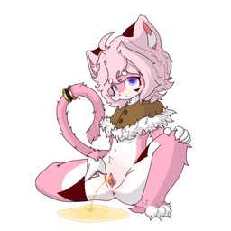 anthro anus bodily_fluids clitoris embarrassed female female_peeing genital_fluids genitals mostly_nude peeing pink_body sitting solo spread_legs spread_vulva spreading tears urethra urine urine_on_ground urine_stream vulva watersports young cassis domestic_cat felid feline felis mammal hi_res