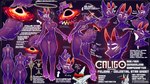 anthro biped black_hole breasts butt claws cybernetics duo featureless_breasts featureless_crotch female female_anthro floating horn machine paws pink_body purple_body text toe_claws pentarch caligo creutzfeldt cosmic_being cyborg 2024 digital_media_(artwork) english_text hi_res model_sheet