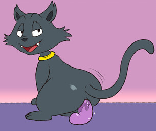 3_toes ambiguous_feral ambiguous_fluids ambiguous_gender anal anal_penetration black_body black_eyes black_fur black_inner_ear black_nose black_tail cheek_tuft collar dildo dildo_in_ass dildo_insertion dildo_sitting facial_tuft fangs feet feral fur half-closed_eyes looking_at_viewer looking_back looking_back_at_viewer motion_lines narrowed_eyes object_in_ass open_mouth penetration purple_dildo quadruped sex_toy sex_toy_in_ass sex_toy_insertion solo sparkles tail teeth toes tongue toony tuft yellow_collar mincheeto archie_comics dic_entertainment sabrina:_the_animated_series sabrina_the_teenage_witch salem_saberhagen domestic_cat felid feline felis mammal 2025 digital_media_(artwork) hi_res male_(lore)