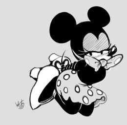anthro bdsm bondage bound bow_gag clothing female footwear gag gagged hands_behind_back hands_tied hands_tied_behind_back high_heels polka_dot_skirt polka_dots shoes solo yotomoe disney minnie_mouse mammal mouse murid murine rodent 2018 greyscale monochrome
